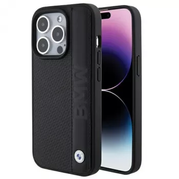 BMW M Collection iPhone 15 Pro Max 6,7 inch zwart Hardcase leder textured & stripe