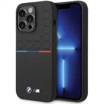 BMW M Collection siliconenhoes voor Apple iPhone 15 Pro Max 6,7 inch zwart patroon