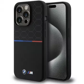 BMW M Silicone Pattern MagSafe Hard Case voor Apple iPhone 15 Pro 6,1 inch - zwart