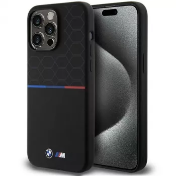 BMW M Silicone Pattern MagSafe Hard Case voor iPhone 15 Pro Max 6,7 inch zwart