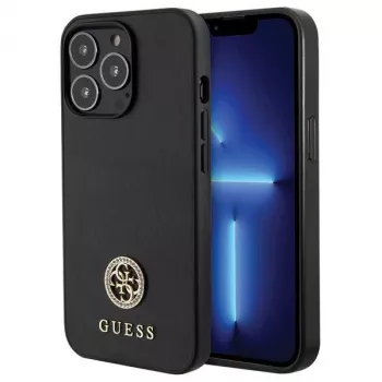 Guess GUHCP13LPS4DGPK Hardcase voor Apple iPhone 13 Pro 6,1 inch zwart strass metaallogo
