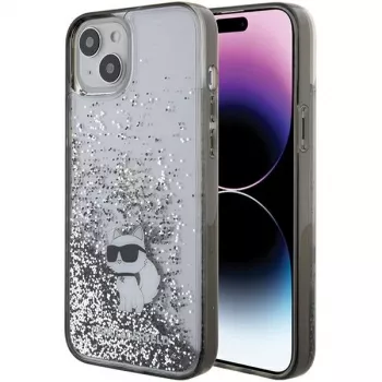 Karl Lagerfeld KLHCP15MLKCNSK iPhone 15 Plus / 14 Plus 6,7 inch transparante hardcase Liquid Glitter Choupette