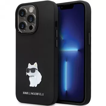 Karl Lagerfeld KLHCP13LSMHCNPK iPhone 13 Pro / 13 6.1 zwarte hardcase siliconen C metalen pin