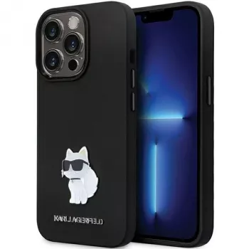Karl Lagerfeld KLHCP14LSMHCNPK silicone C Metal Pin hardcase voor iPhone 14 Pro 6,1 inch - zwart