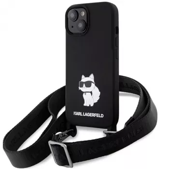 Karl Lagerfeld KLHCP15SSCBSCNK iPhone 15 / 14 / 13 6.1 hardcase zwart crossbody siliconen Choupette