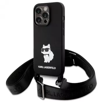 Karl Lagerfeld KLHCP15XSCBSCNK iPhone 15 Pro Max 6.7 hardcase zwart crossbody siliconen Choupette