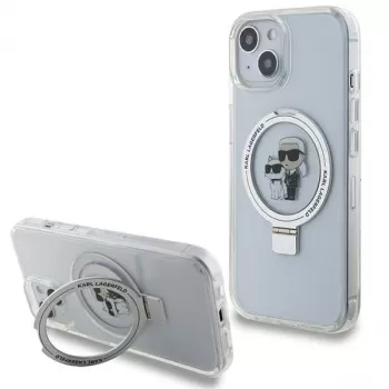 Karl Lagerfeld KLHMP15SHMRSKCH iPhone 15/14/13 6,1 inch witte hardcase ringhouder Karl & Choupette MagSafe