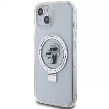 Karl Lagerfeld KLHMP15SHMRSKCH iPhone 15/14/13 6,1 inch witte hardcase ringhouder Karl & Choupette MagSafe