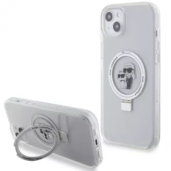 Karl Lagerfeld KLHMP15MHMRSKCH iPhone 15 Plus / 14 Plus 6,7 inch witte hardcase ringstandaard Karl & Choupette MagSafe