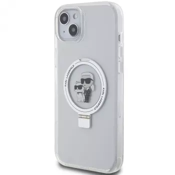 Karl Lagerfeld KLHMP15MHMRSKCH iPhone 15 Plus / 14 Plus 6,7 inch witte hardcase ringstandaard Karl & Choupette MagSafe