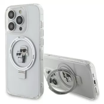 Karl Lagerfeld KLHMP15LHMRSKCH hardcase ringstandaard MagSafe voor iPhone 15 Pro 6,1 inch wit