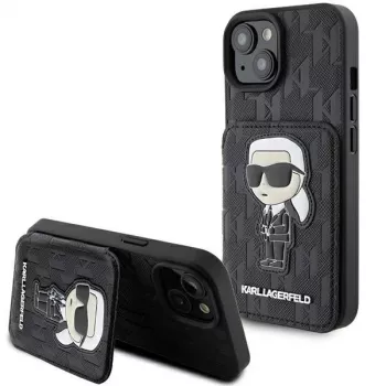 Karl Lagerfeld KLHCP15SSAKKNSCK Saffiano Ikonik hardcase voor iPhone 15/14/13 6,1 inch - zwart