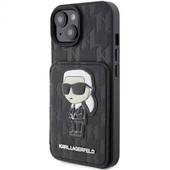Karl Lagerfeld KLHCP15SSAKKNSCK Saffiano Ikonik hardcase voor iPhone 15/14/13 6,1 inch - zwart