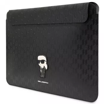 Karl Lagerfeld sleeve KLCS16SAKHPKK 16 inch zwart Saffiano Monogram Ikonik laptopsleeve