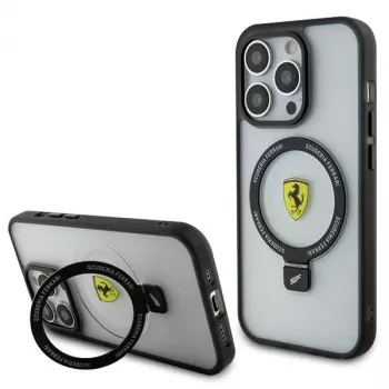 Ferrari FEHMP15LUSCAH iPhone 15 Pro 6,1 inch transparante hardcase met ringhouder, MagSafe-compatibel, collectie 2023
