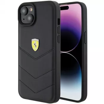 Ferrari FEHCP15MRDUK iPhone 15 Plus / 14 Plus 6,7 inch zwarte hardcase quilted metalen logo