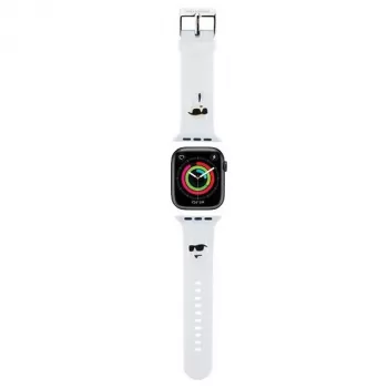 Karl Lagerfeld bandje KLAWMSLKCNH Apple Watch 38/40/41mm wit bandje 3D Rubber Karl & Choupette Heads