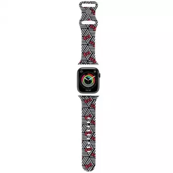 Hello Kitty HKAWMSDIEZK siliconen armband voor Apple Watch 38/40/41mm zwart met strikken en strepen