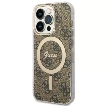 Guess GUHMP15LH4STW hardcase voor Apple iPhone 15 Pro 6,1 inch bruin IML 4G MagSafe