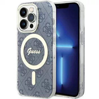 Guess GUHMP15LH4STB iPhone 15 Pro 6,1 inch blauw hardcase IML 4G MagSafe