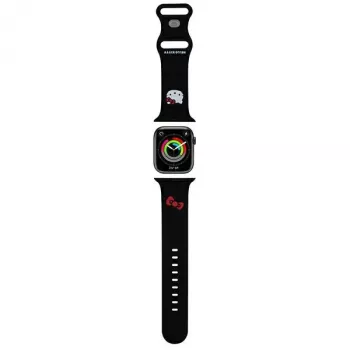 Hello Kitty HKAWLSCHBLK siliconen armband voor Apple Watch 42/44/45/49mm zwart
