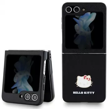 Hello Kitty HKHCZF5PGHDLMK Z Flip5 F731 zwart hardcase metaal logo Kitty Head