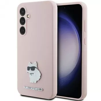 Karl Lagerfeld KLHCS23FESMHCNPP S23 FE S711 roze siliconen Choupette Metal Pin case voor Samsung Galaxy S23 FE