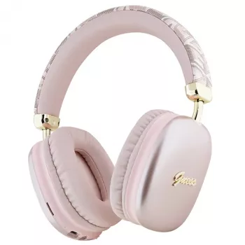 Guess Gcube Metallic Script Logo On-Ear Bluetooth-koptelefoon roze