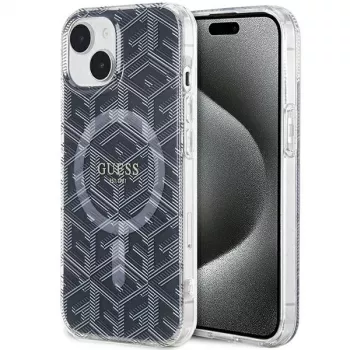 Guess GUHMP15SHGCUSTGK iPhone 15 / 14 / 13 6.1 hardcase IML GCube MagSafe zwart