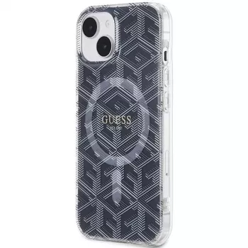 Guess GUHMP15SHGCUSTGK iPhone 15 / 14 / 13 6.1 hardcase IML GCube MagSafe zwart