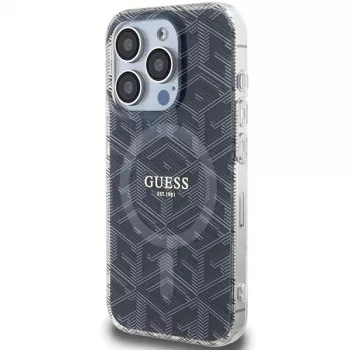Guess GUHMP15LHGCUSTGK iPhone 15 Pro 6,1 inch zwart hardcase IML GCube MagSafe