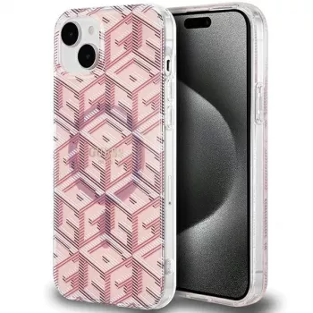 Guess GUHMP15SHGCUSTGP GCube hardcase voor iPhone 15/14/13 6,1 inch roze IML MagSafe