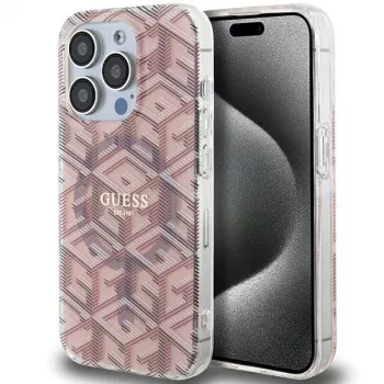 Guess GUHMP15XHGCUSTGP iPhone 15 Pro Max 6,7 inch roze hardcase IML GCube MagSafe