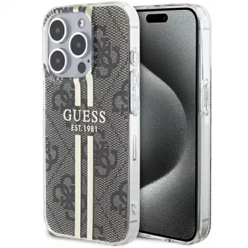 Guess GUHCP15LH4PSEGW iPhone 15 Pro 6,1 inch hardcase IML 4G Gold Stripe bruin