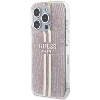 Guess GUHCP14XH4PSEGP iPhone 14 Pro Max 6,7 inch roze hardcase IML 4G Gold Stripe
