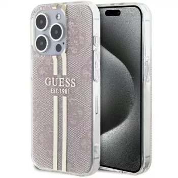 Guess GUHCP15LH4PSEGP iPhone 15 Pro 6,1 inch roze hardcase IML 4G Gold Stripe