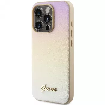 Guess GUHCP14XPSAIRSD Saffiano Iridescent Script hardcase voor Apple iPhone 14 Pro Max 6,7 inch - goud
