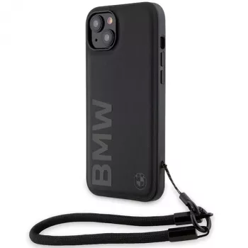 BMW Signature Leather Wordmark hardcase voor iPhone 15 / 14 / 13 6,1 inch - zwart