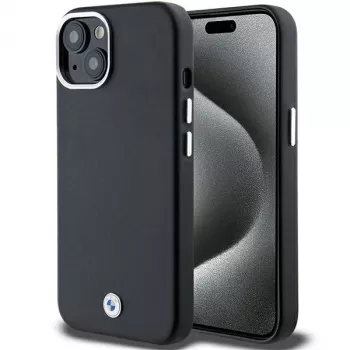 BMW BMHMP14S23PUFWK Signature Wrapped Metal MagSafe Case voor iPhone 14 / 15 / 13 6,1 inch zwart