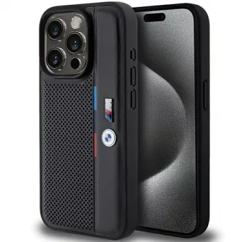 BMW Perforated Tricolor Line hardcase voor Apple iPhone 15 Pro 6,1 inch zwart