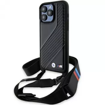 BMW BMHCP15L23PSCCK iPhone 15 Pro 6,1 inch zwart hardcase M Edition Carbon Stripe & Strap
