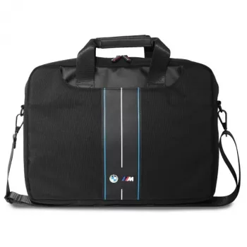 BMW laptoptas 16 inch zwart nylon blauwe streep