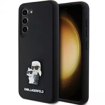 Karl Lagerfeld KLHCS23SSMHKCNPK S23 S911 zwart hardcase siliconen Karl & Choupette metalen pin
