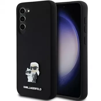 Karl Lagerfeld KLHCS23MSMHKCNPK hardcase voor Samsung Galaxy S23+ S916, siliconen, zwart, Karl & Choupette metalen pin