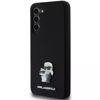 Karl Lagerfeld KLHCS23MSMHKCNPK hardcase voor Samsung Galaxy S23+ S916, siliconen, zwart, Karl & Choupette metalen pin