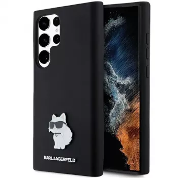 Karl Lagerfeld KLHCS23LSMHCNPK S23 Ultra S918 zwart hardcase siliconen Choupette metalen pin