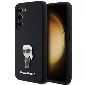 Karl Lagerfeld Ikonik metalen pin siliconen case voor Samsung Galaxy S23 - zwart