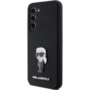 Karl Lagerfeld KLHCS23MSMHKNPK siliconen Ikonik metalen pin case voor Samsung Galaxy S23+ zwart