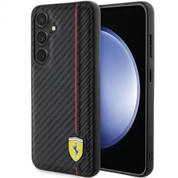 Ferrari FEHCS24SN3DUR S24 S921 zwart hardcase carbon Printed Line voor Samsung Galaxy S24