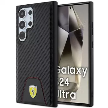 Ferrari FEHCS24LN3PUK hardcase voor Samsung Galaxy S24 Ultra, carbon Stitched Bottom, zwart